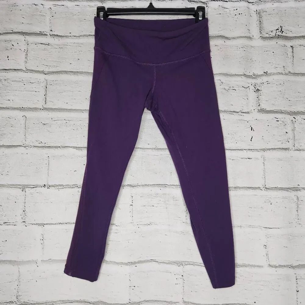Alo Womens Purple Pull-On Mesh Side Panel Low Rise Cropped Leggings Size XS